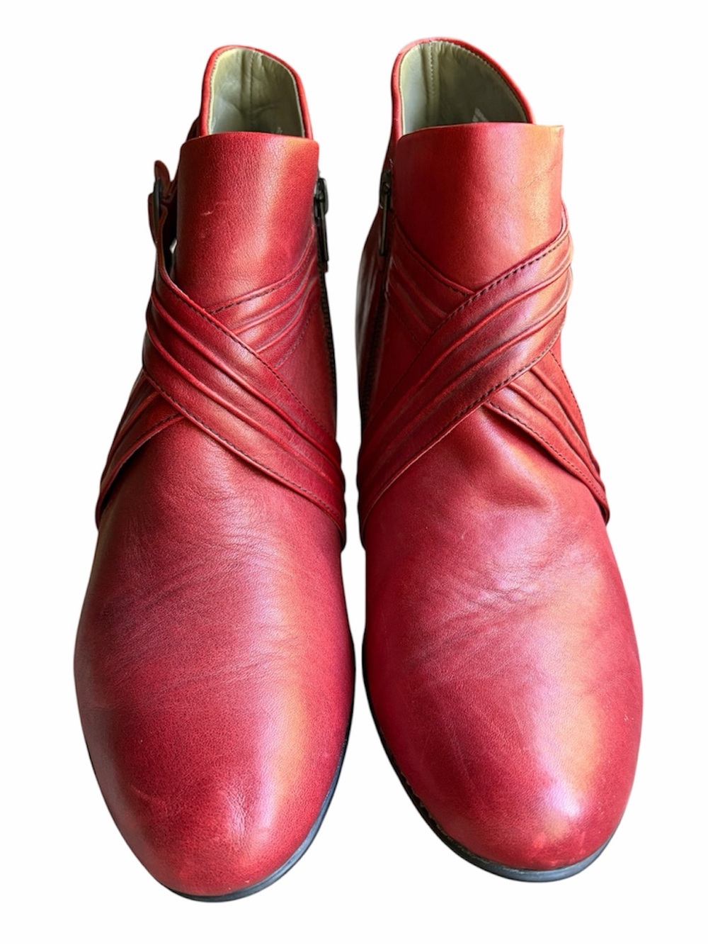 Born Crown Biddy Crimson Red Leather Ankle Boots Size 11 - Picture 3 of 9